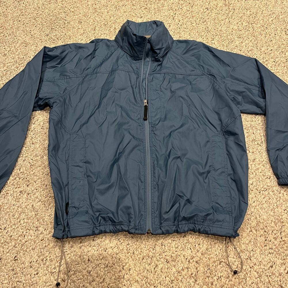 LL Bean Men's Full Zip Windbreaker Jacket Sz XL Waterproof Nylon Blue Outdoor